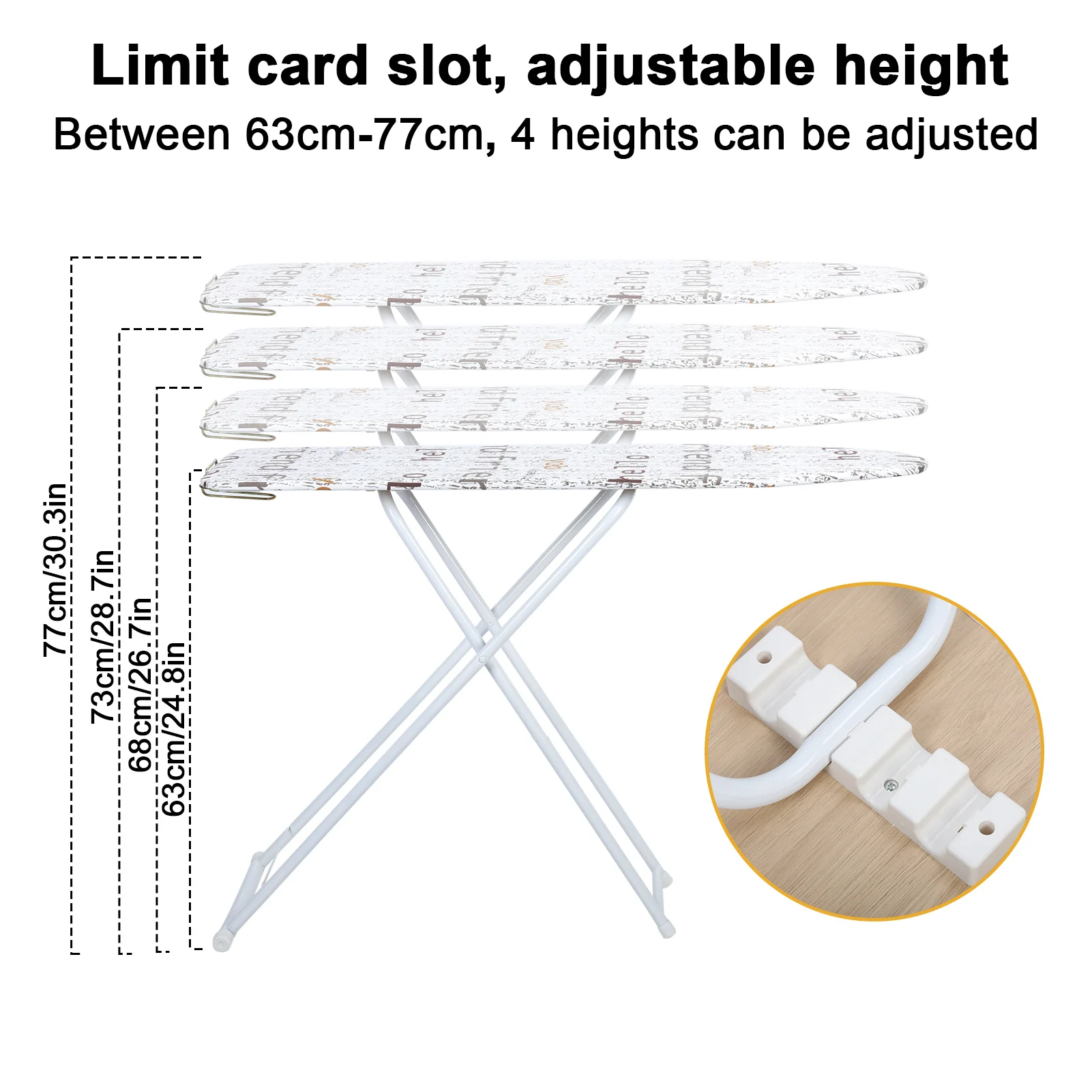 Full Size 42 inch Ironing Boards Heat Resistand Structure Height Adjustable Foldable Legs Removable Washable Cover household