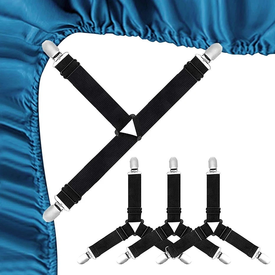 3 Clips Bed Corner Holder Bed Sheet Fasteners Mattress Cover Clips Heavy Duty Bedding Sheets Elastic Straps Adjustable bed sheet holder,bed sheet clips,sheet clips