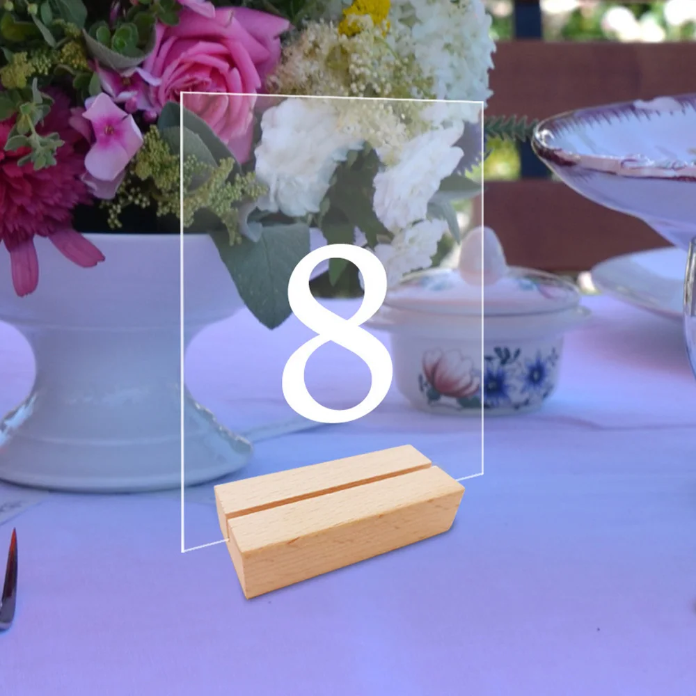 

10pcs Acrylic Wedding Table Number Sign DIY Blank Table Sign Seat Card with Wood Base for Wedding Party Event Table Decoration