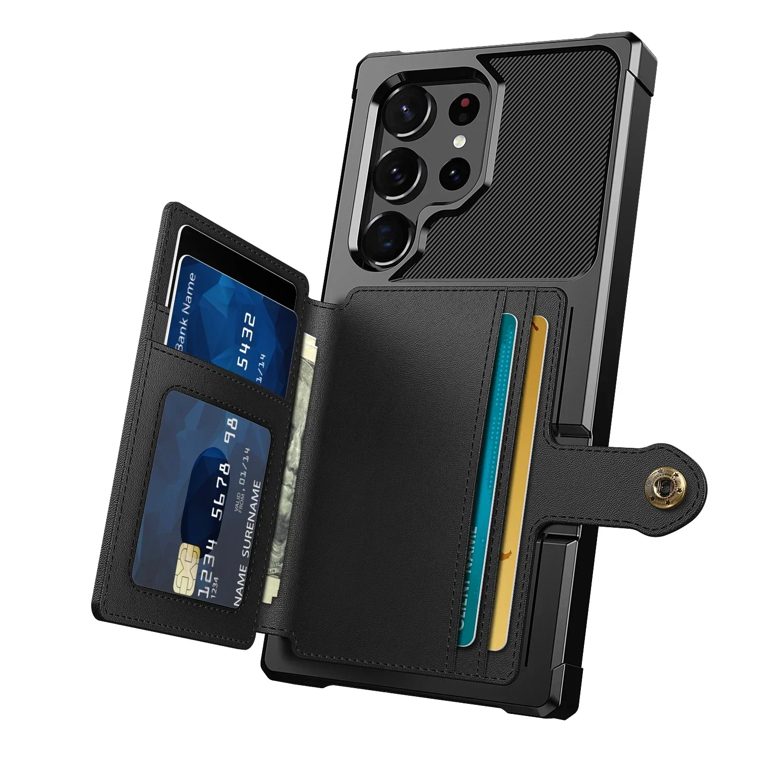 Flip Wallet Case für Samsung Galaxy S25 S24 S23 Ultra S22 S21 FE S25 Plus Funda Leder Kreditkarte Harte Rückseite stoßfeste Abdeckung – Detail 1