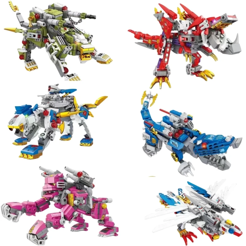 New Cool Mechanical Beast Animal Stone Crocodile Eagle Tyrannosaurus Rex Wolf Gorilla Building Blocks Set Per Bambini Ragazzi Regali