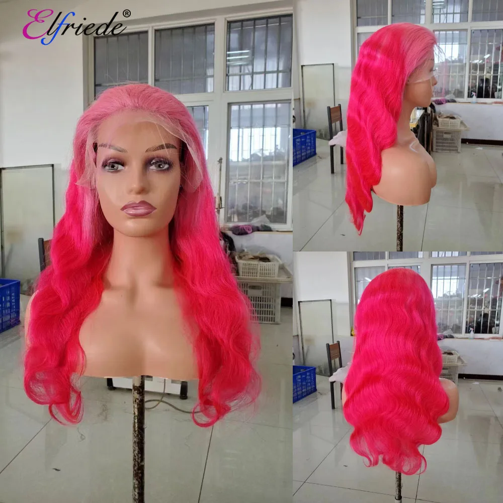 

Elfriede Ombre Pink Rose Red Colored Lace Front Wigs for Women 4x4 13X4 13X6 Lace Frontal Wig Body Wave 100% Human Hair Wigs