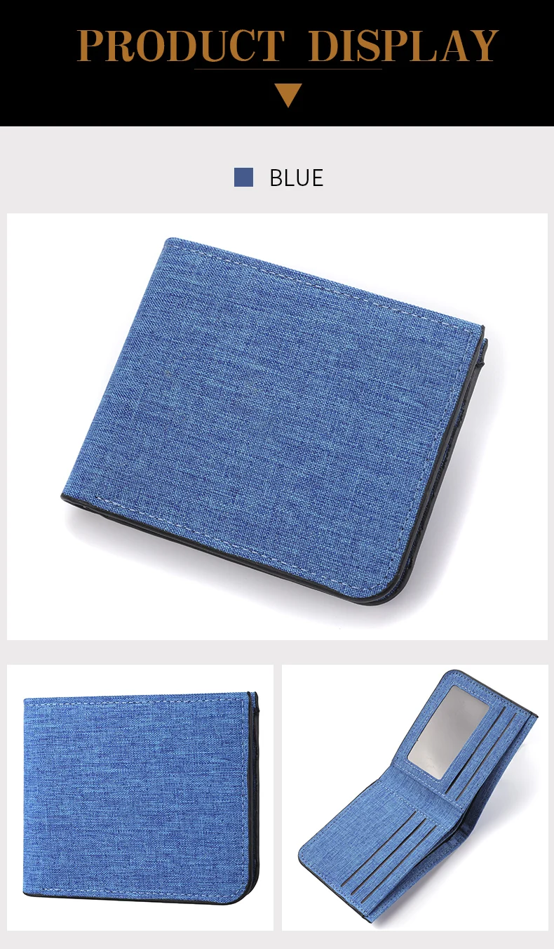 1Pc männer Brieftasche Leinwand Einfache Casual Doppel Falten Foto Karte Halter männer Kurze Brieftasche – Detail 10