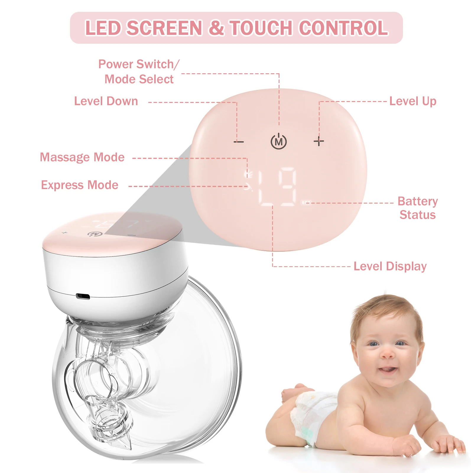 YOUHA P3 Wearable Breast Pumps Hands Free Electric Breast Pump Low Noise Comfort Milk Collector for Breastfeeding BPA-free electric breast pump