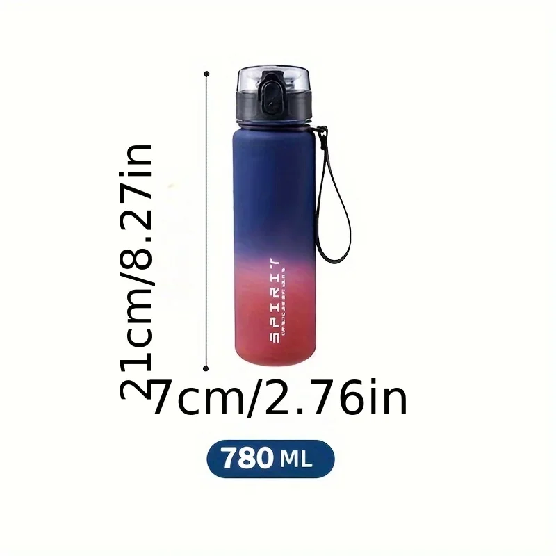 780ml/26.4oz Gradient Sport Bottle w/Strap, Leakproof BPA-Free for Gym/Outdoor Cycling/Running, Birthday/Xmas Gift