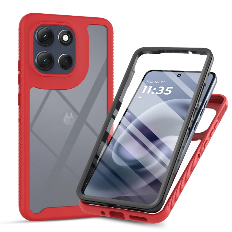 360° Transparent Skin Case with Shock-Resistant Back Cover and Screen Protector