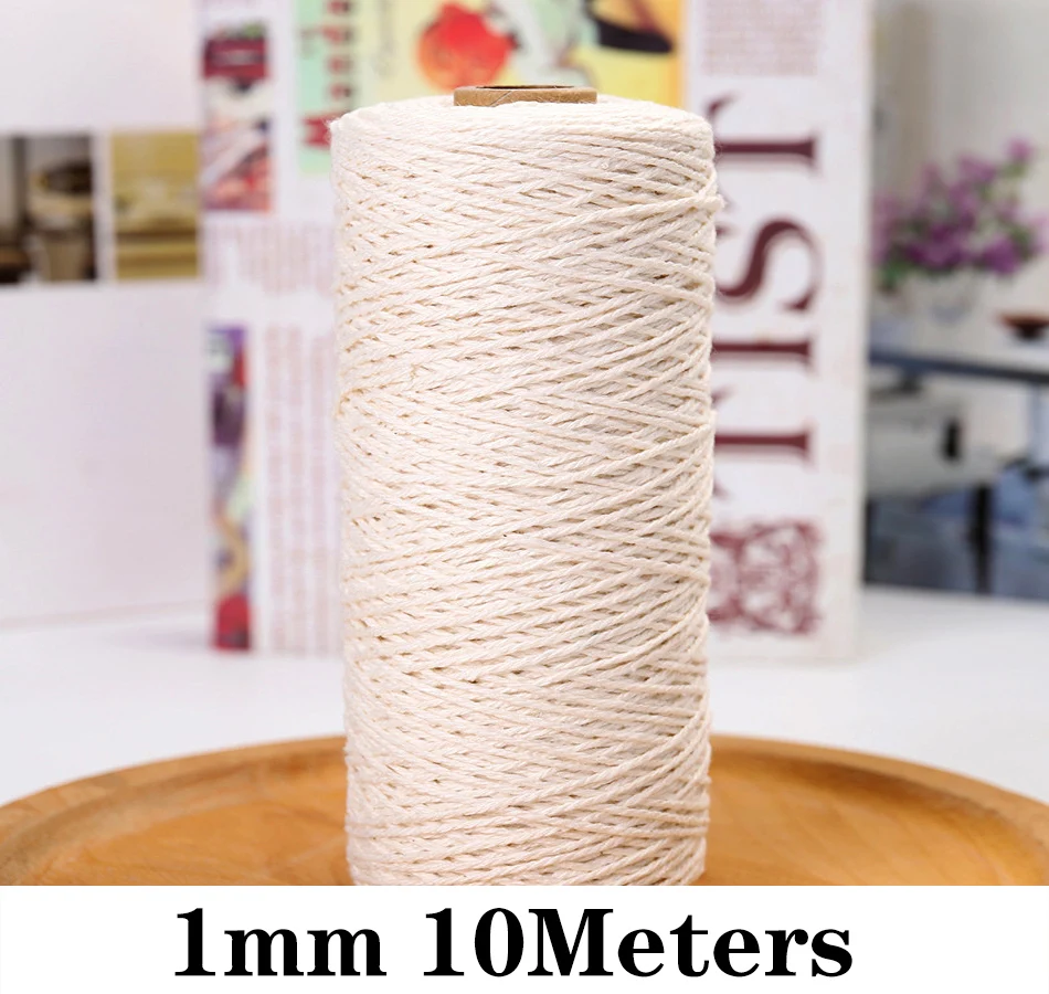 1/2/3/6/8/10mm Macrame Cord Rope String Natural Cotton Macrame Twisted Twine Braided Crafts Handwork DIY Home Textile Decoration 