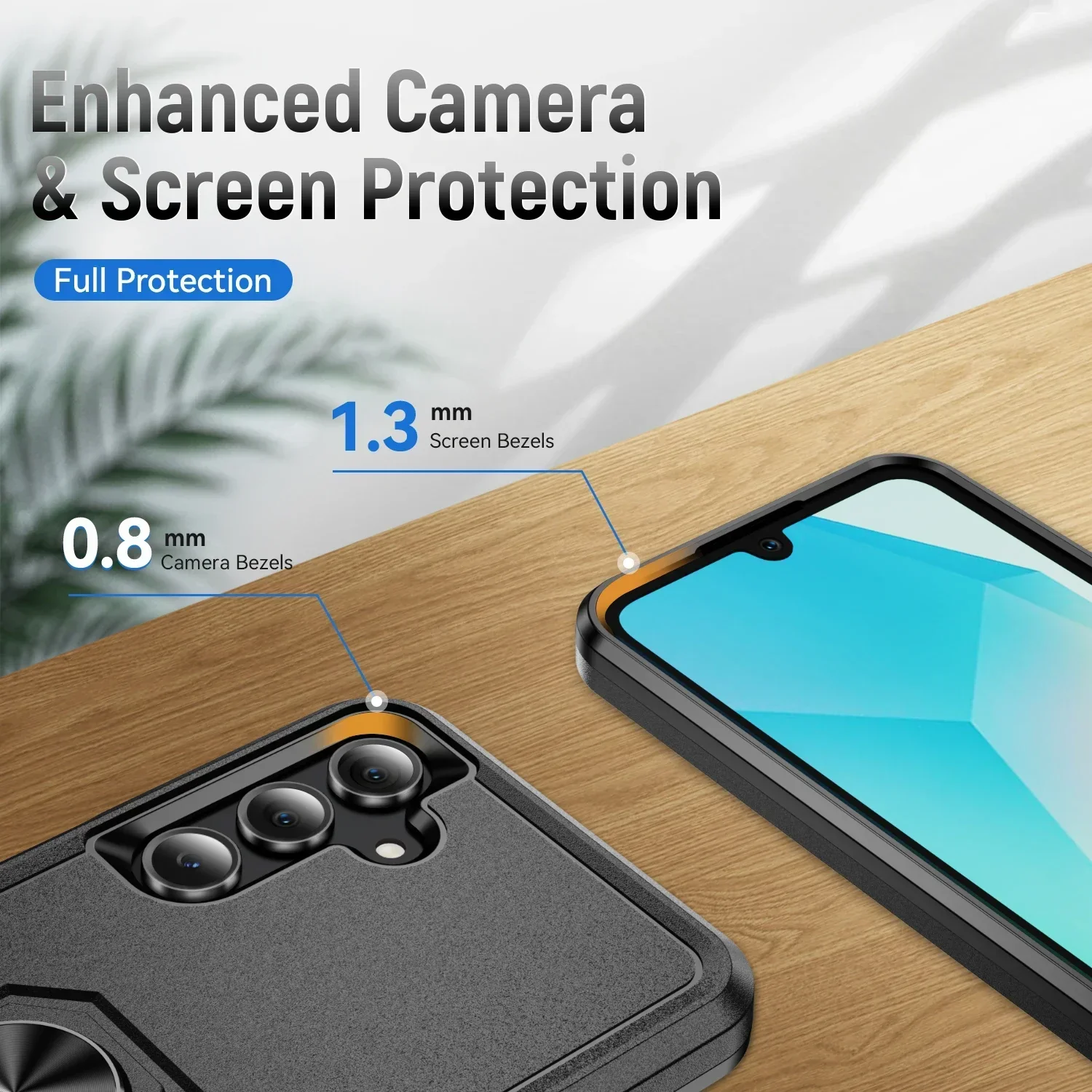 Durable Metal Ring Holder Phone Case with TPU Frame and Plastic Back Cover