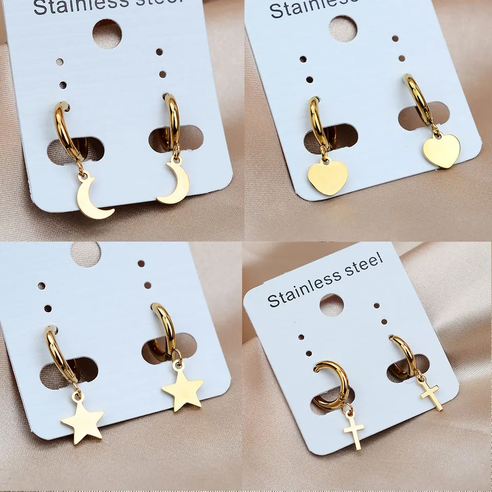Orecchini Pendenti A Catena Con Blocco E Chiave – Acciaio Inox – Stile Huggie Hoop Punk