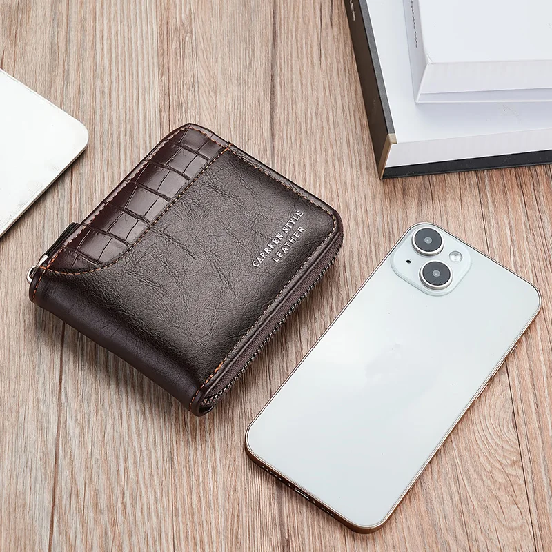 Leather Men’s Wallet Luxury Mens Purse Male Zipper Card Holders with Coin Pocket Rfid Wallets Gifts for Men Money Bag Best Sellers In Luggage, Bags