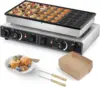 Mini Dutch Pancake Maker 50PCS, Commercial Non-stick Pancake Baker Machine 50-300℃ Temp and 0-5 Time Control Electric Muffin Mak 1