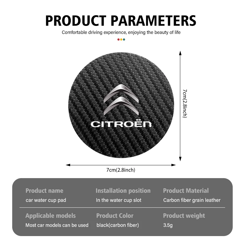 2pcs Car Cup Holder Insert Pad Anti-Slip Mat Emblem Coaster For Citroen C4 C3 C5 C1 C2 C6 C4L DS3 DS4 Berlingo Picasso Jumper cup holder coasters cup holder inserts