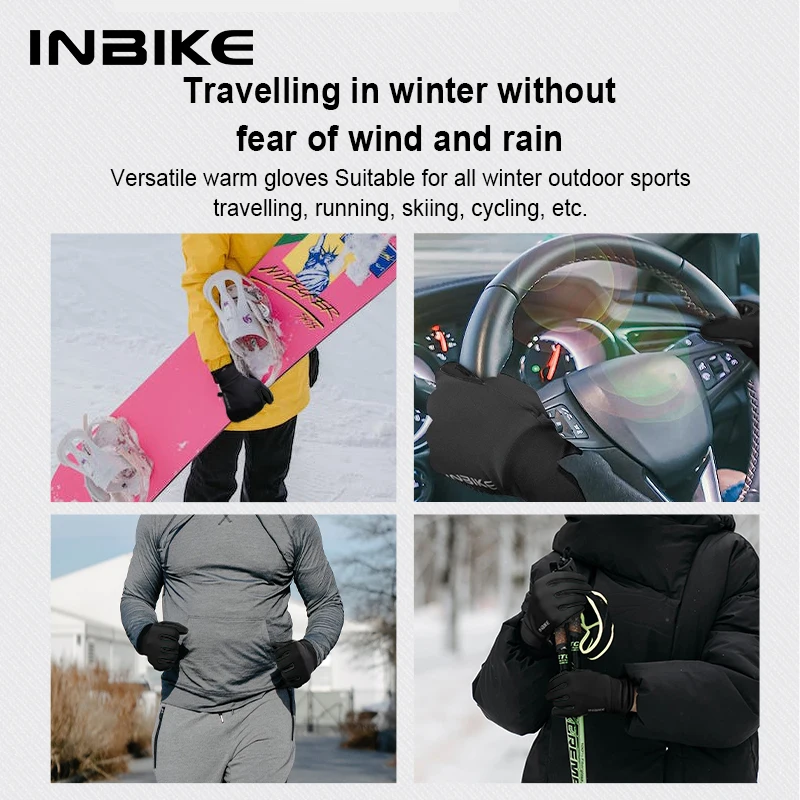 INBIKE Touch Screen Warm Cycling Gloves Outdoor Cycling Bicycle Waterproof Winter Mountain Bike Windproof Anti-slip 6