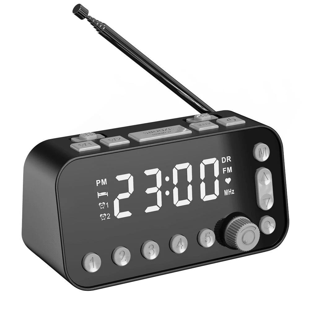 Stier de ober dubbele Led Digital Alarm Clock Dab Fm Radio Usb Rechargeable Backlight Adjustable  Dual Alarm Clock Settings Desktop Mirror Table Clock - Radio - AliExpress
