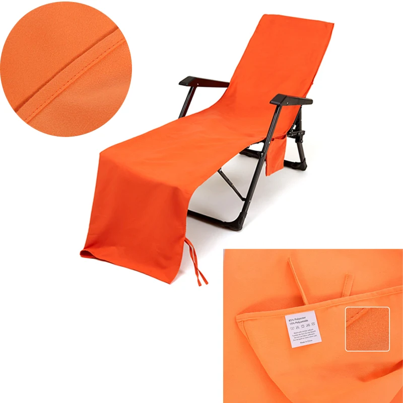 Microfiber Beach Towel Beach Chair Cover Adults Quick-drying Beach Towel Absorbent Beach Chair Cover Outdoor Towel with Pockets 4