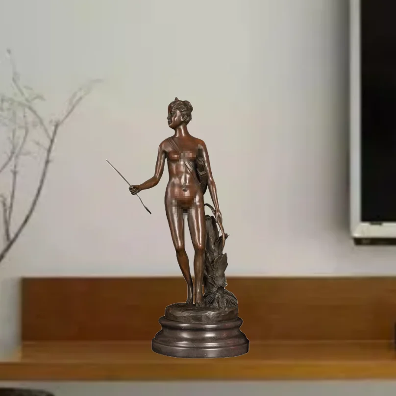 

Статуя QW-077 Diana Artemis, Бронзовая Статуя Греческой Богини охоты, статуэтка Луны, Античная Медная декоративная статуэтка, аксессуары