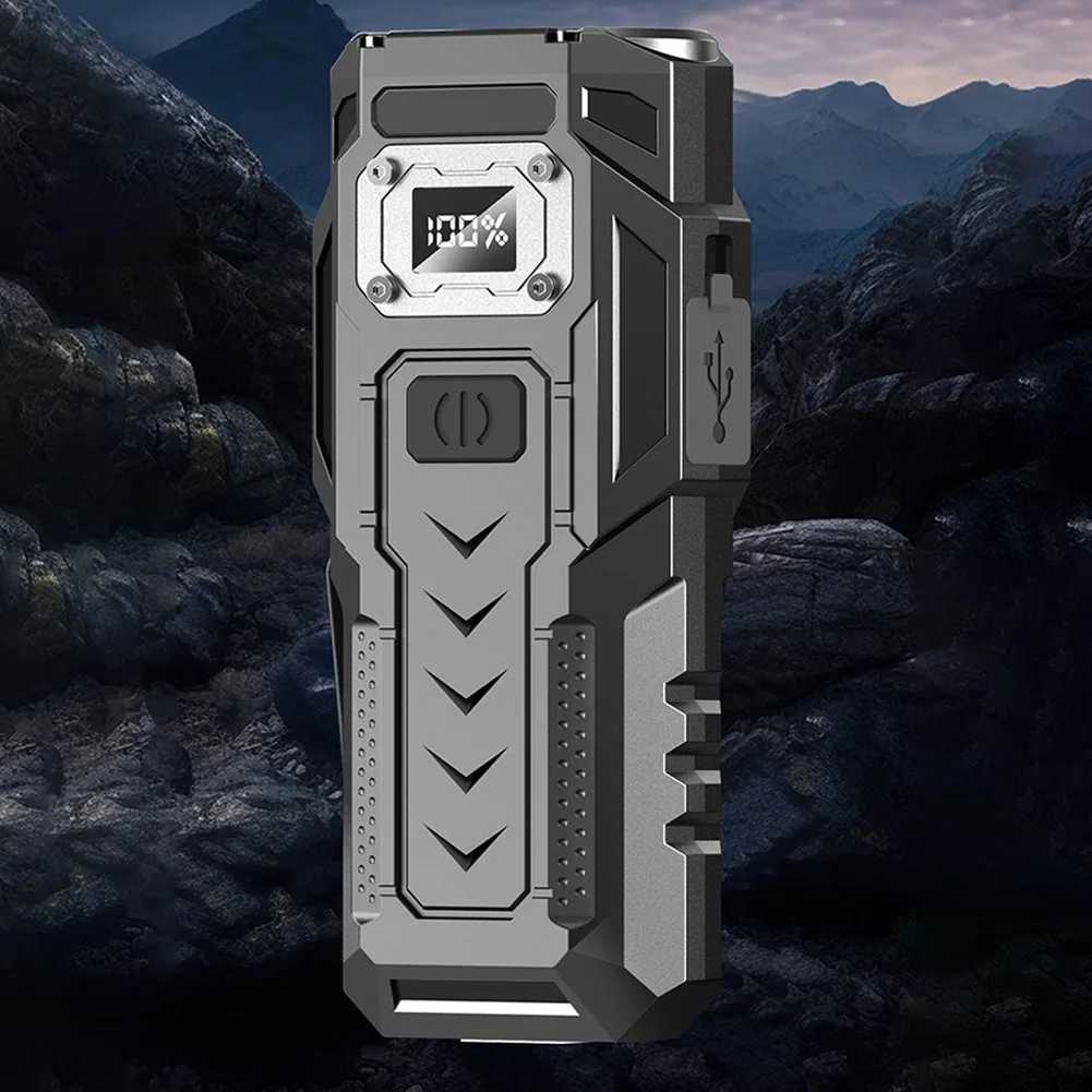 COB LED Flashlight 500 Lumens Flash Light USB Rechargeable Handheld Flashlight with Power Display for Camping Outdoors Emergency