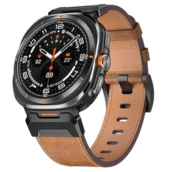 Premium Leather Watch Strap - Elegant Smartwatch Bracelet Accessory for Galaxy Watch Ultra (Brown)