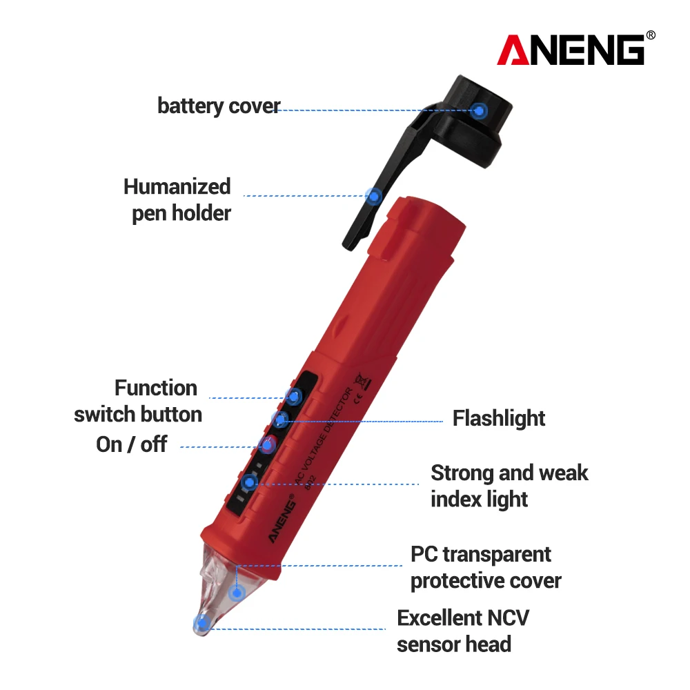 Fasizi 2pcs testeur de tension sans contact stylo détecteur de tension  électrique 90-1000V AC stylo testeur électrique inductif multimètre  numérique voltmètre avec mode d'alarme jugement : : Bricolage