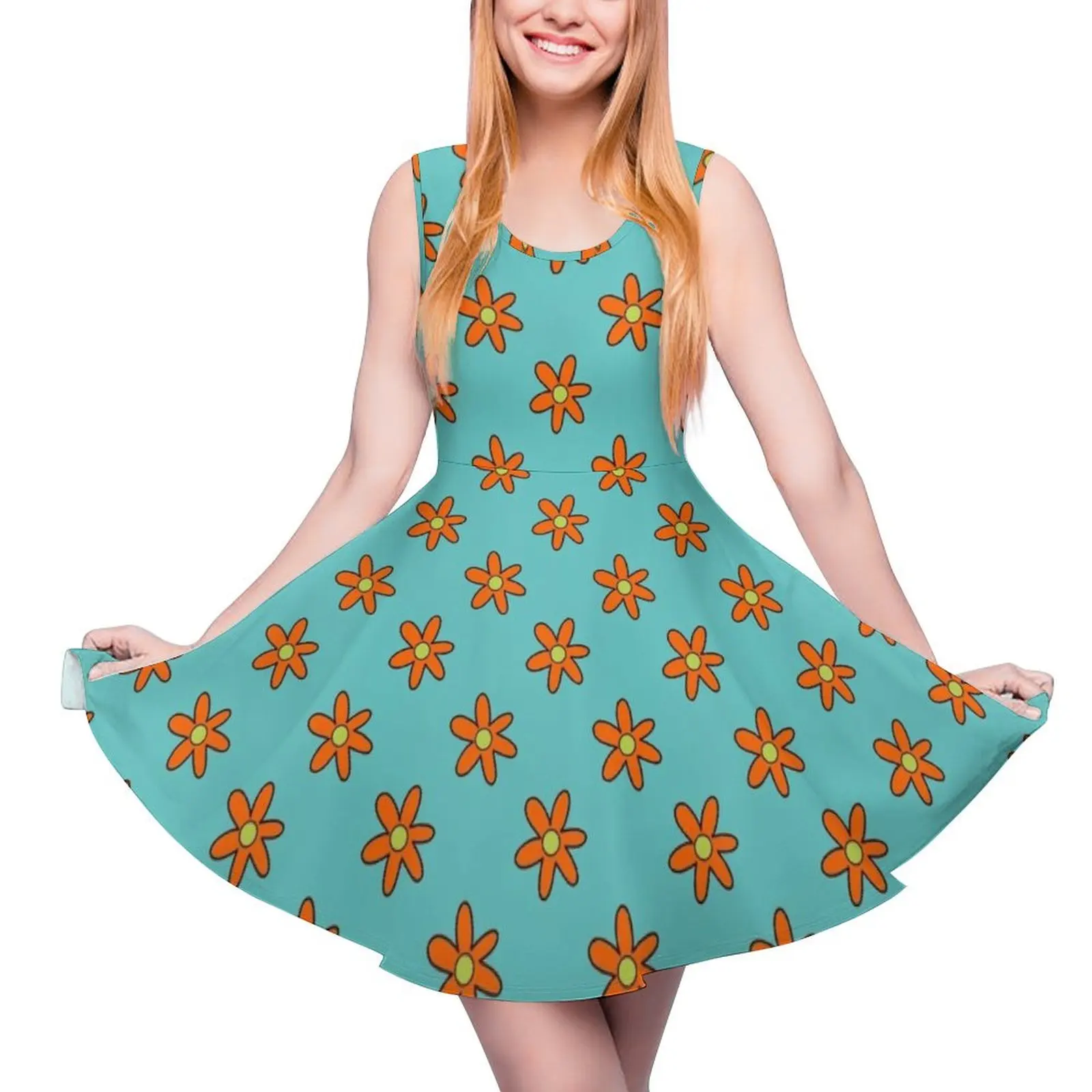 mystery machine flower pattern Sleeveless Dress beach outfits for women summer dress for women 2024