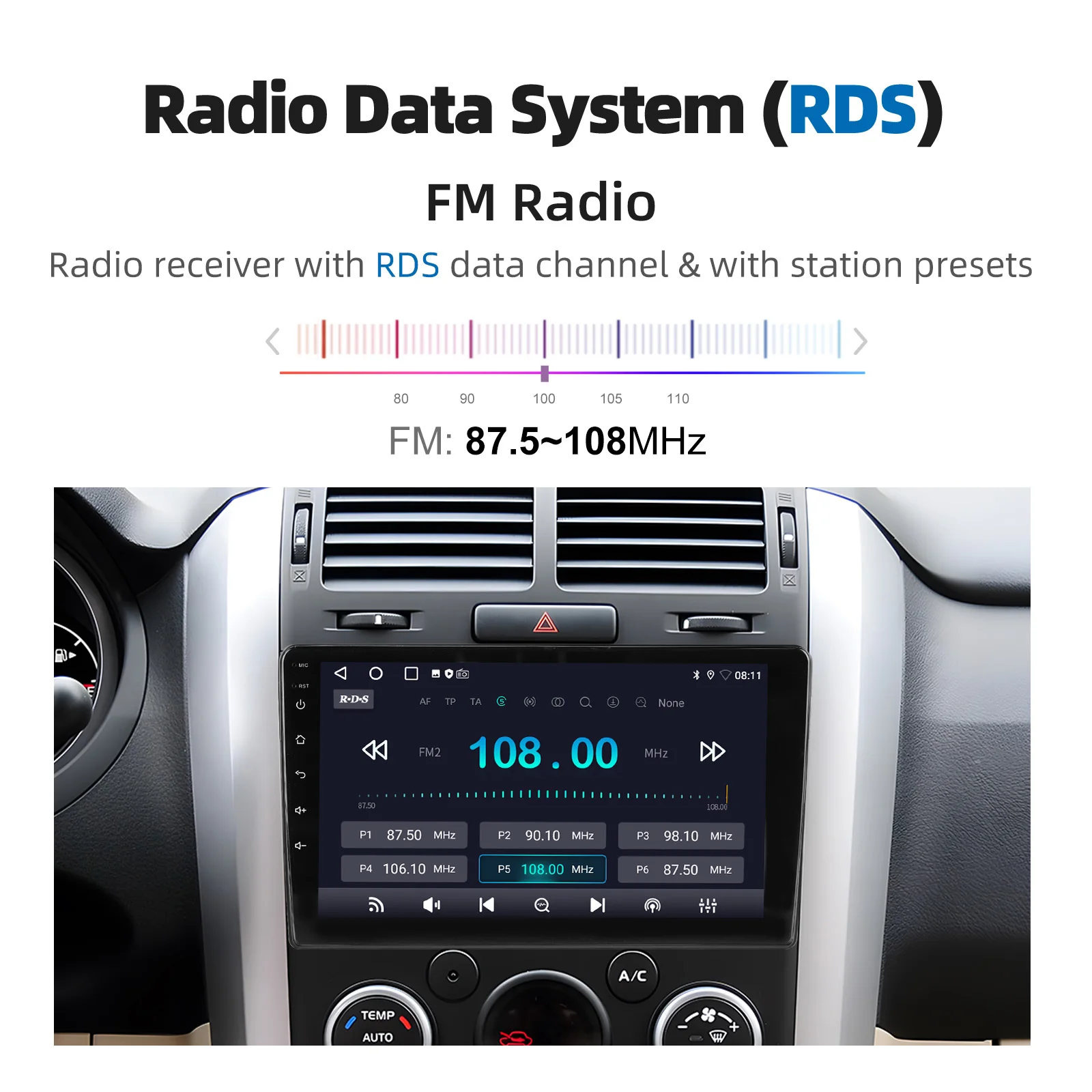 ESSGOO Android 15 Autoradio 9" IPS Wireless CarPlay Android Auto für Suzuki Grand Vitara 2005-2015 GPS Navigation KI Stimme ChatGPT WIFI Lenkradsteuerung Bluetooth FM RDS Mirror Link Touchscreen – Detail 18