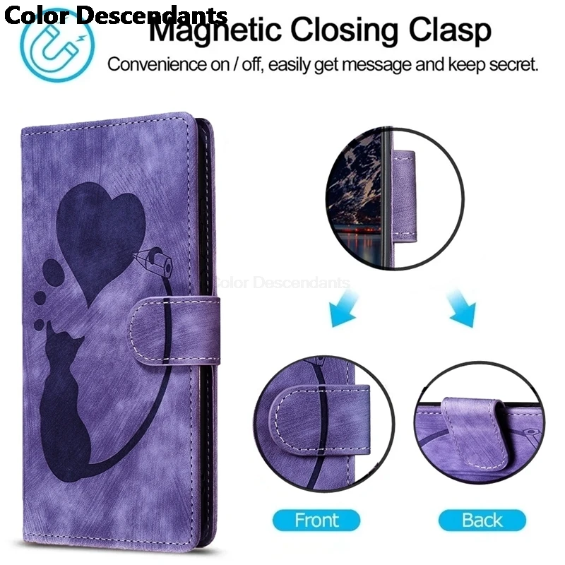 Funda POCO C65 M6 Pro X6 Leather Flip Case for Xiaomi Redmi 13C 12 Note 13 Pro 4G 5G Cute Cat Pets Wallet Phone Cover Women