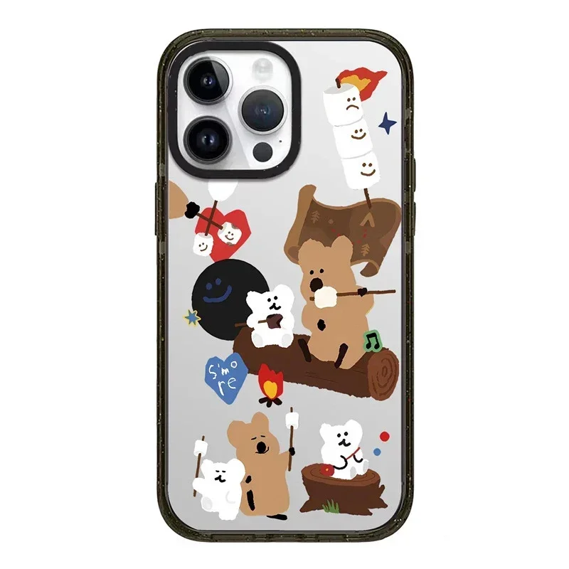 

Acrylic Cartoon Bear Phone Case Cover for iPhone 11 12 13 14 15 Pro Max Case for iPhone 15 ProMax