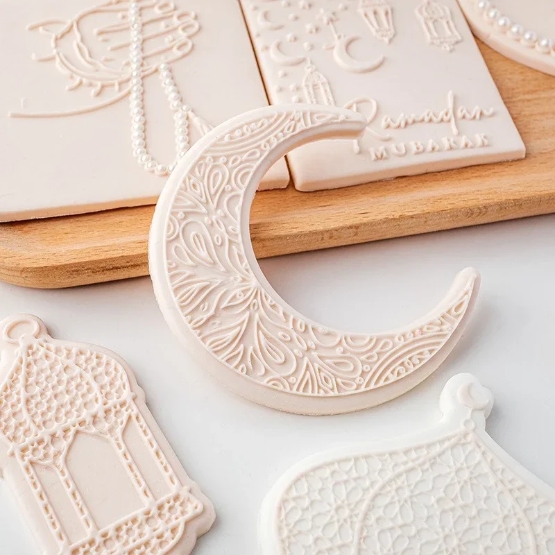 3D Eid Mubarak Cookie Cutter Stamp Press Moon Festival Fondant Sugarcraft Islamic Muslim Biscuit Baking Tool Ramadan Decoration cookie cutter baking mold cookie printing mold fondant cutter baking decorating tools cookie maker press kit