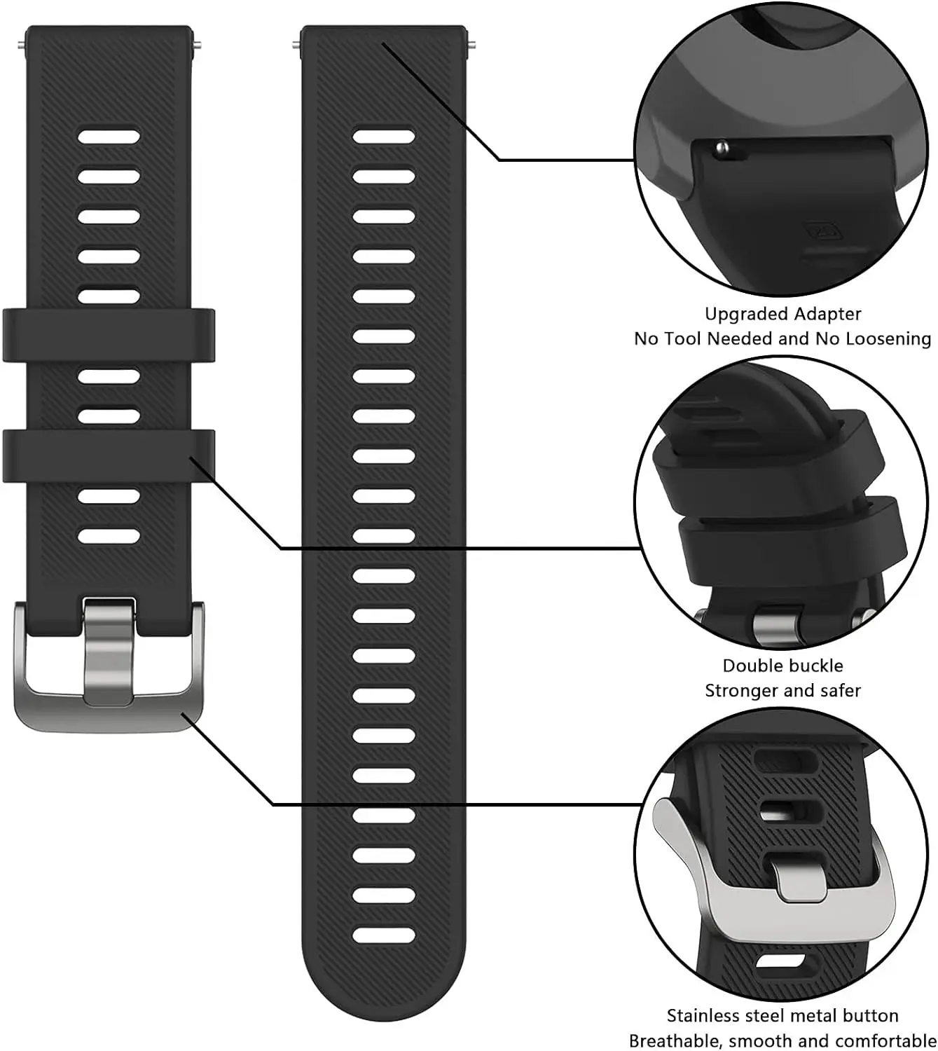 Premium 20mm Silicone Smart Watch Band - Versatile Fit