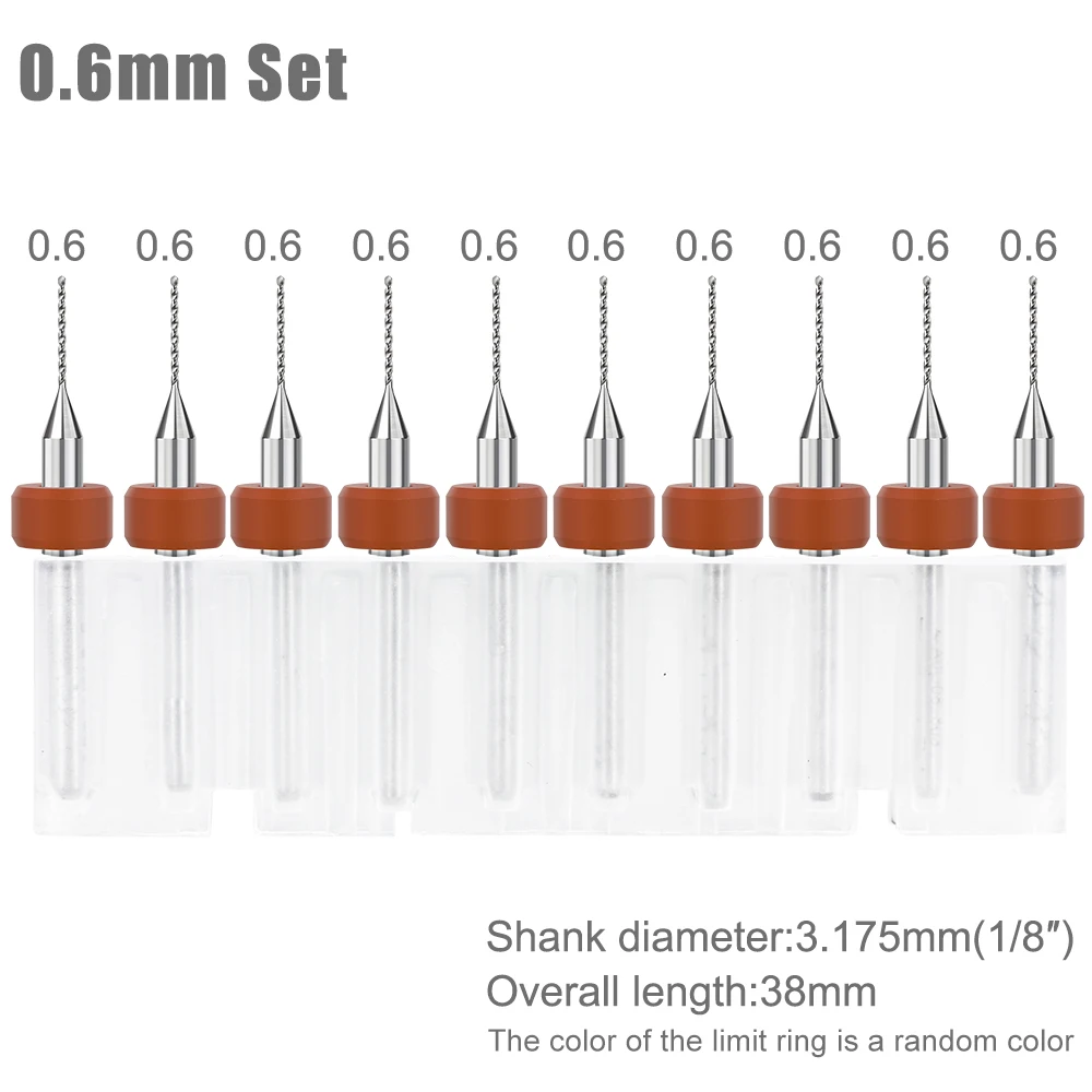 Precision Carbide Drill Bit Set for Circuit Boards - 10 Piece 0.1-1.2mm Range