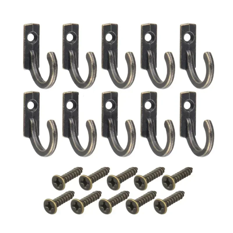 

10 PCS Small Antique Hooks Wall Hanger Curved Buckle Horn Lock Clasp Hook for Wooden Jewelry Box Hardware Home Coats Hat Clothes