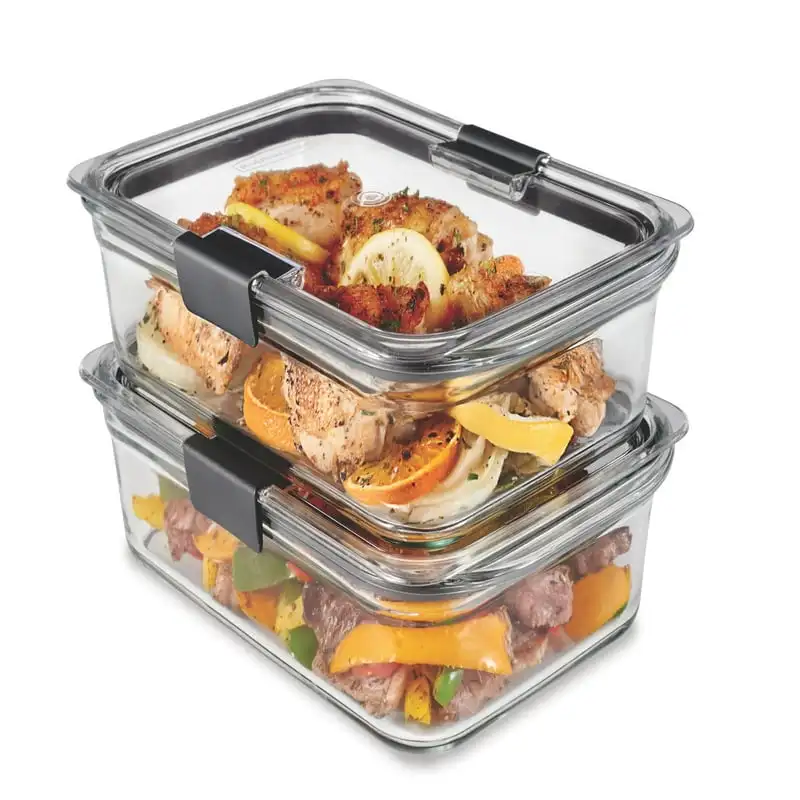 Glass Food Storage Containers, 8-Cup Food Containers with Lids, 2