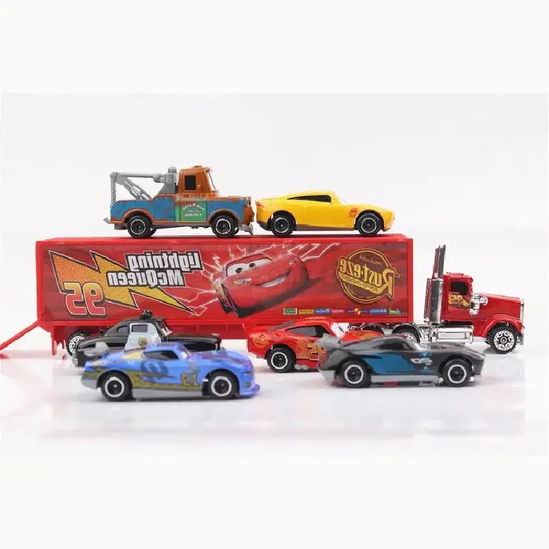 2024 new 6-7pcs/Set Disney Pixar Car Lightning Mcqueen Uncle Truck Jackson Storm 1:55 Diecast Metal Car Model Toys Kids Boy Gift