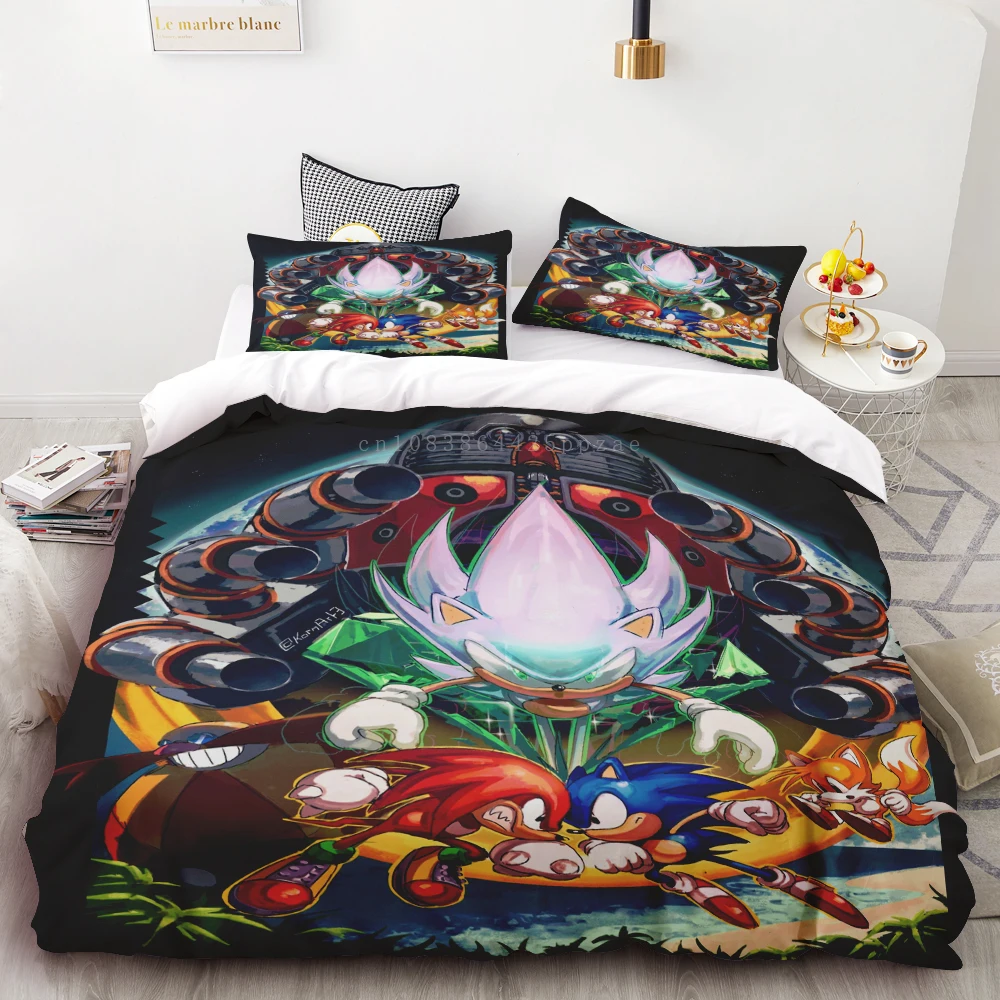 thumbnail image 1 of Funda nórdica 3D Exquisito fondo de pantalla de Sonic Anime Impresión digital Edredón Juego de cama Decoración de dormitorio Regalo para jóvenes Niños Niñas Niños, 1 of 5