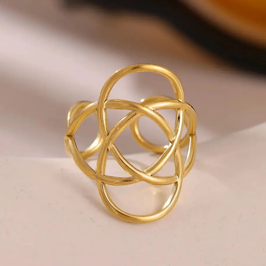 Stainless Steel Geometric Interlocking Rings for Women
