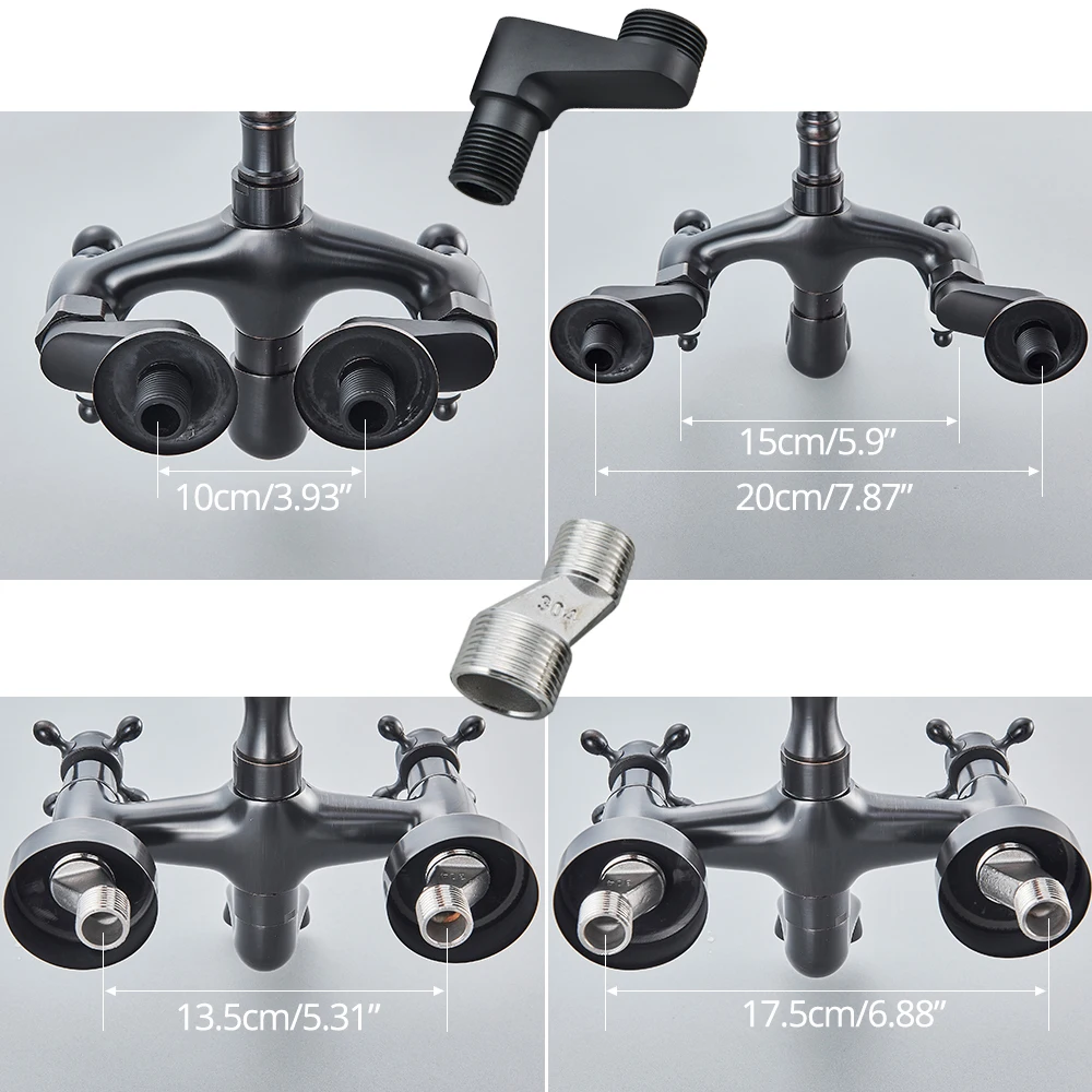 Golden Bathtub Faucets Wall Bathroom Bath Shower Faucet Brass Mixer Tap Swivel Spout Bath Tub Shower Mixers Telephone Style 5