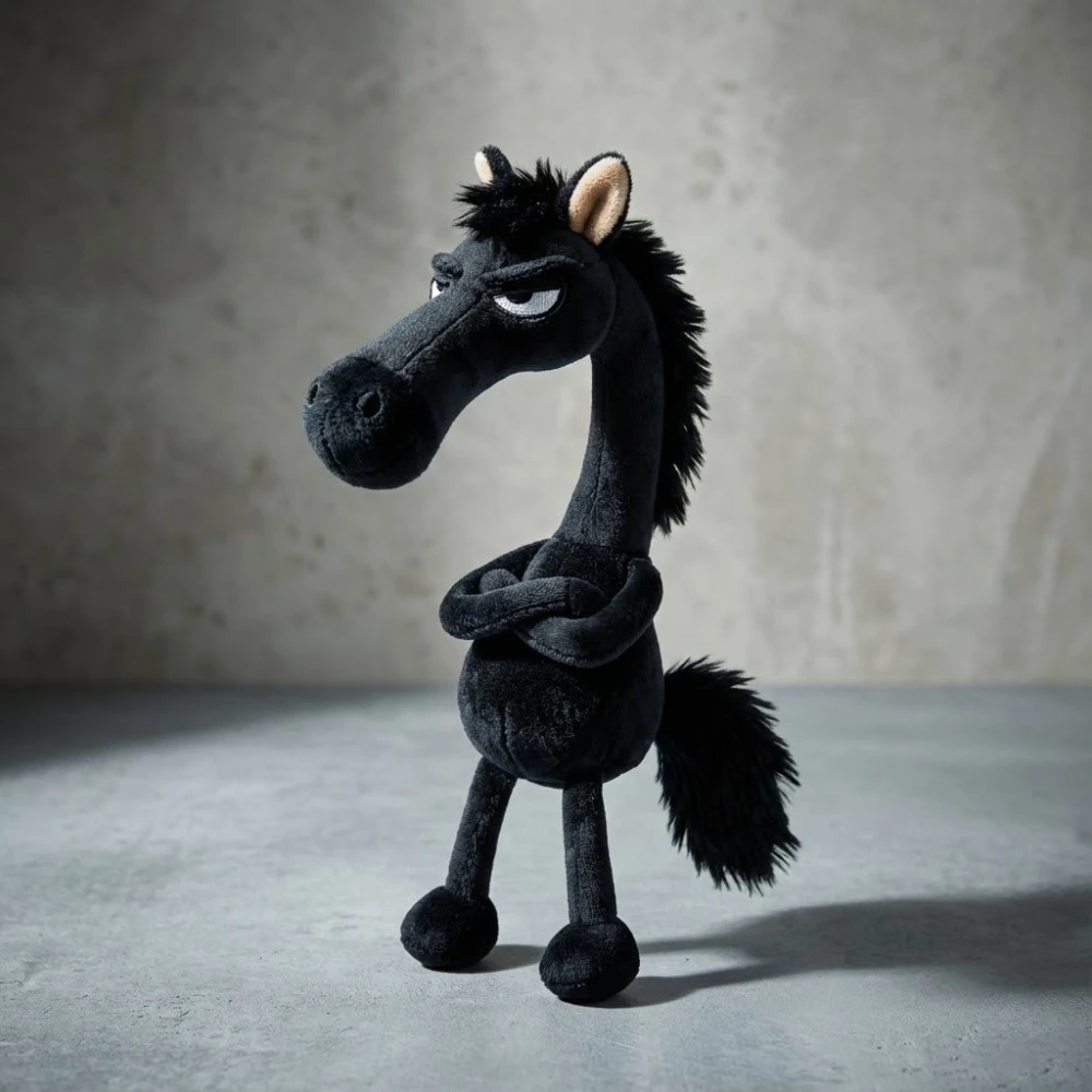 Whimsical Plush Horse Keychain – Sassy Pony Bag Charm with Grumpy Face
