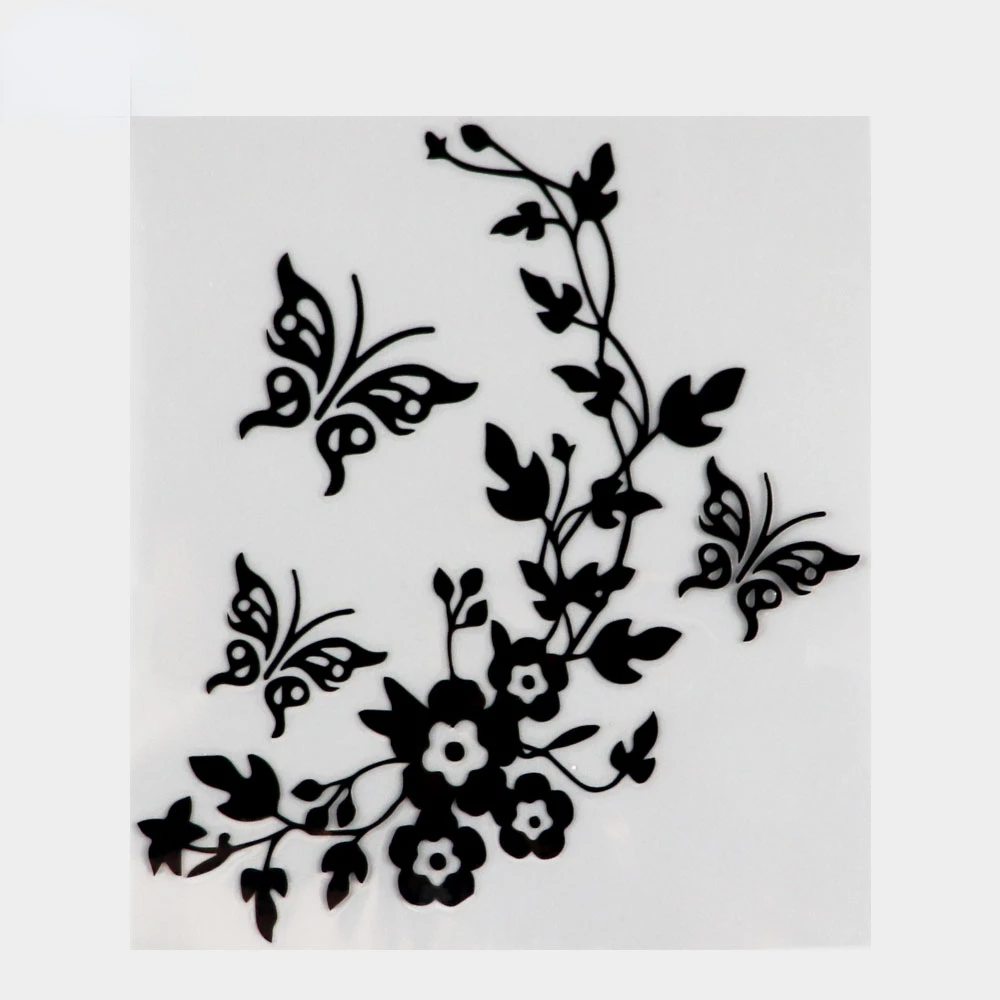 

Jpct design inspiration from flower and butterfly art decoration vinyl sticker, car decal, black / silver maximum size 11cm