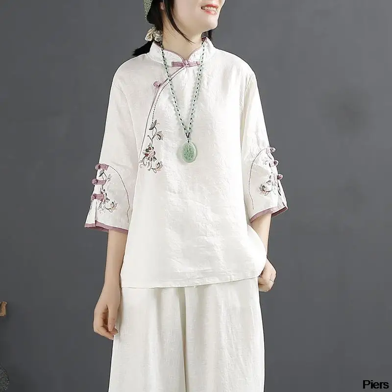 Classical Chinese Style Traditional Blouse Chinese Print Tang Suit Han