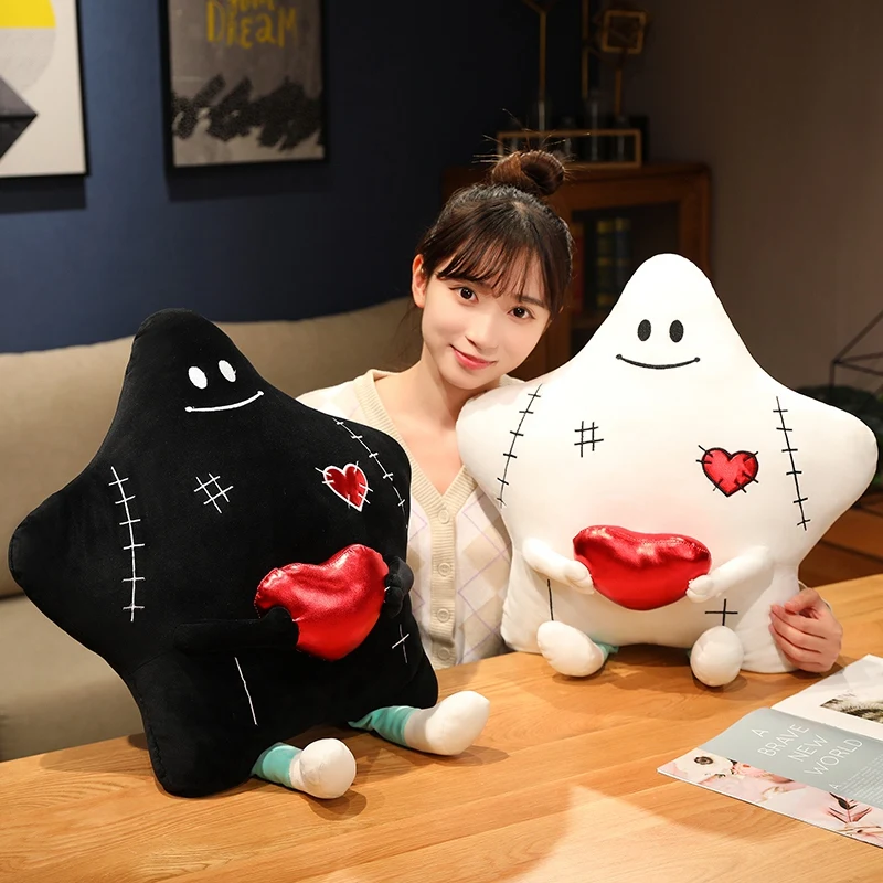 Cartoon Anime Little Ghost Star Plush Pillow Toy Cute Stuffed Cushion Halloween Plushies Doll Throw Pillows for Soft Kids Toys