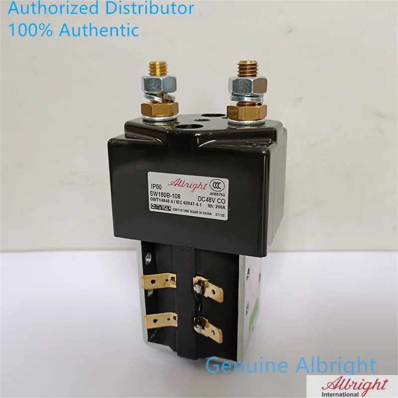 Genuine Albright Contactor SW180 SW180B-108 48V 200A Solenoid Relay Switch 48 Volt for Electric Forklift Pallet Truck Stacker