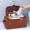 Leather Men Business Portable Toiletry Bag Hanging Toiletry Women Travel Large Storage Cosmetic Bag Waterproof Wash Pouch 1