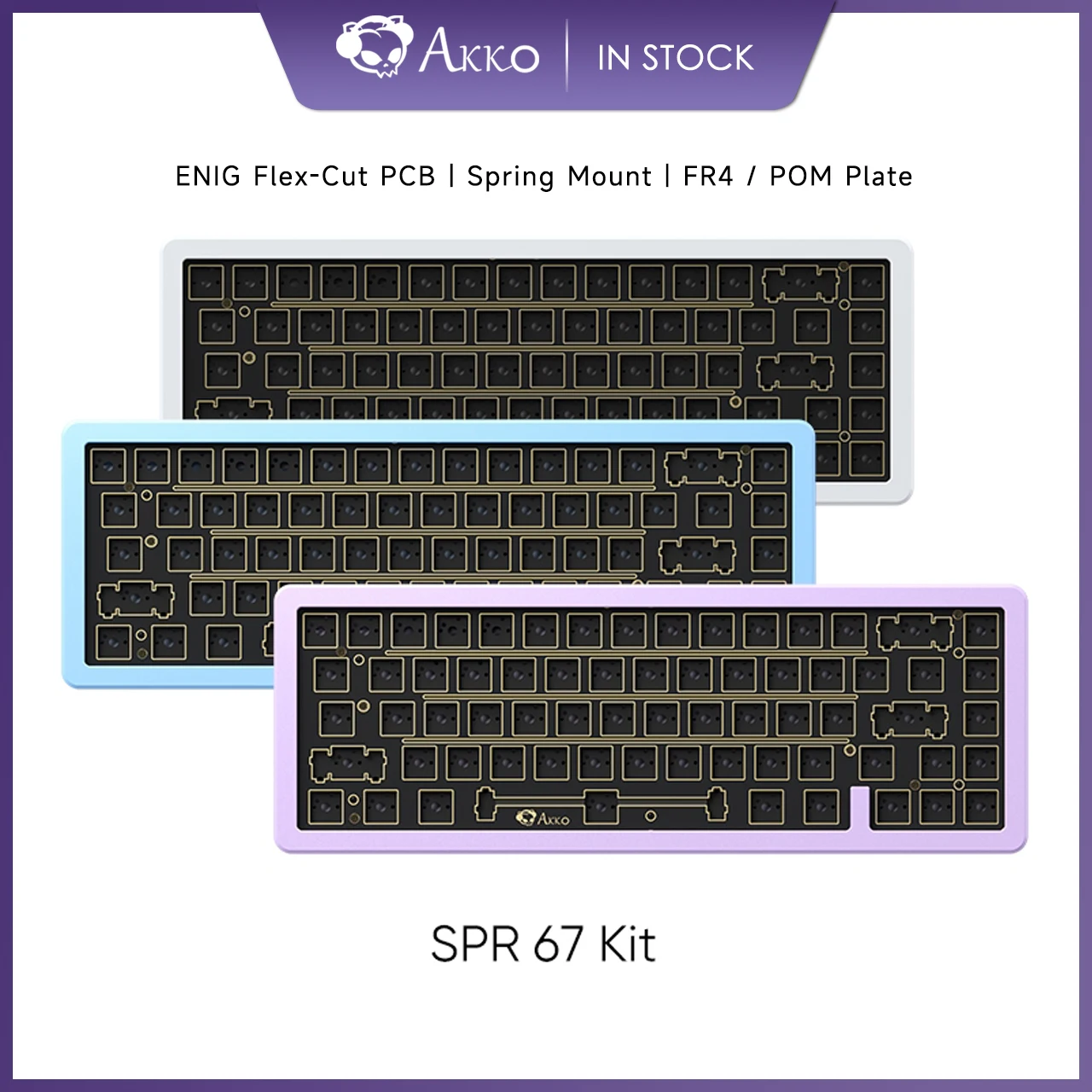 Akko DIY 기계식 키보드 알루미늄 키트, 용수철 마운트 구조, 맞춤형 FR-4/POM 플레이트, 포론 코튼 골드 무게추, SPR 67