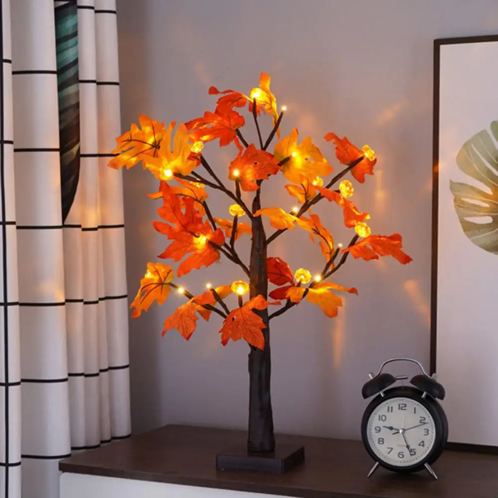 

Thanksgiving Maple Leaf Lamp Festive Fall Desktop Decor 24led Maple Tree Lamp with Adjustable Pumpkin Leaf for Thanksgiving