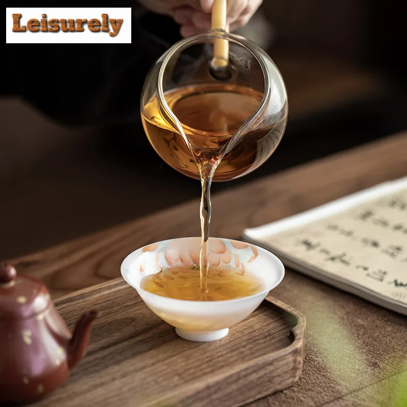 90ml Hand-painted Lotus Bamboo Hat Thin Tire Teacup Luxury Tea Bowl Mug Tea-tasting Meditation Cup Jianzhan Master Cups For Tea