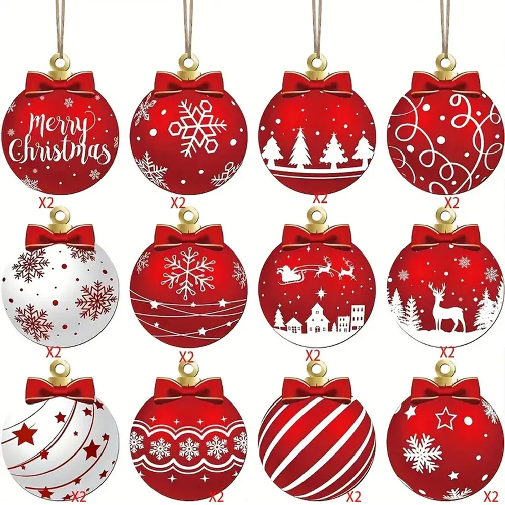 thumbnail image 1 of Adornos navideños de madera para colgar, bolas de Navidad, muñeco de nieve, manualidades para árbol de Navidad, regalos de Año Nuevo para el hogar, 1 of 5