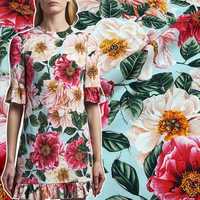 

Дышащая юбка-рубашка из чистого хлопка с принтом пионов