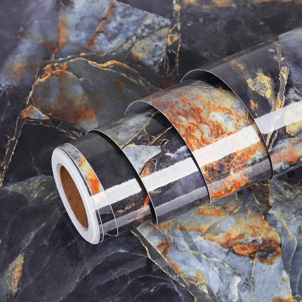 Waterproof Self Adhesive Marble Wallpaper Sapphire Look Marble Contact Paper Peel and Stick Countertops for Kitchen Island Cabin orange quartz sink kitchen middle island basin color washing basin granite counter middle basin thickened pole