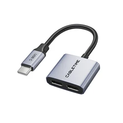 USB C to Dual USB C Headphone & Charger Adapter - 2 - in - 1 PD 60W Fast Charging Aluminum Adapter with Hi - Fi Audio (C to Dual USB C)