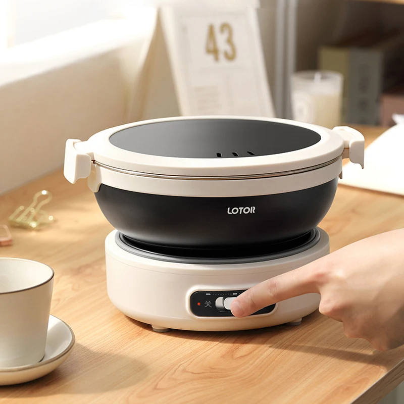 1.2L Folded Electric Cooking Pot Portable Multicooker Travel Rice Cooker Split Hot Pot 304 Stainless Steel Electric Skillt 500W 3